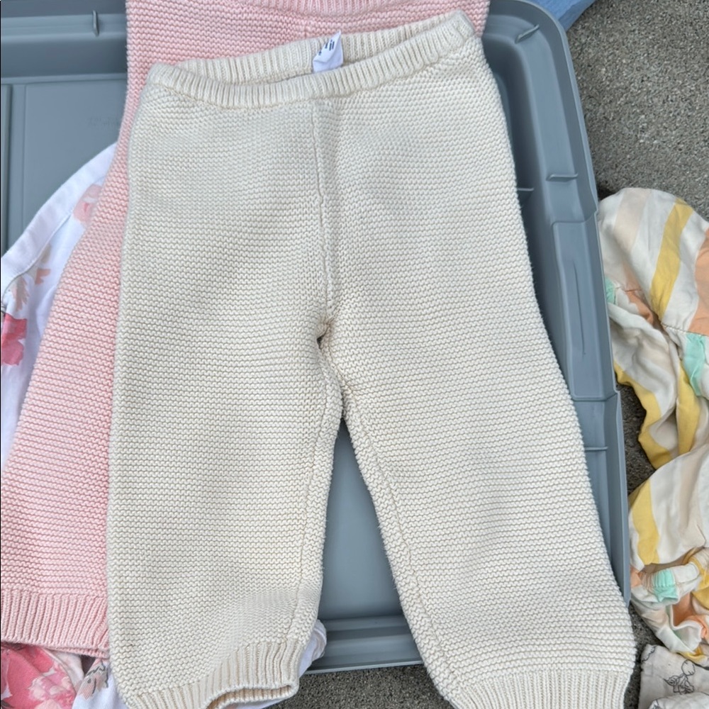 Cream Knit Baby Pants